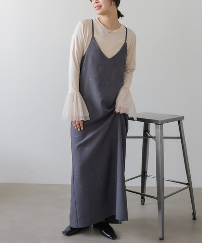 ◆発売前◆【セットアップ対応】刺繍バックリボンキャミワンピース