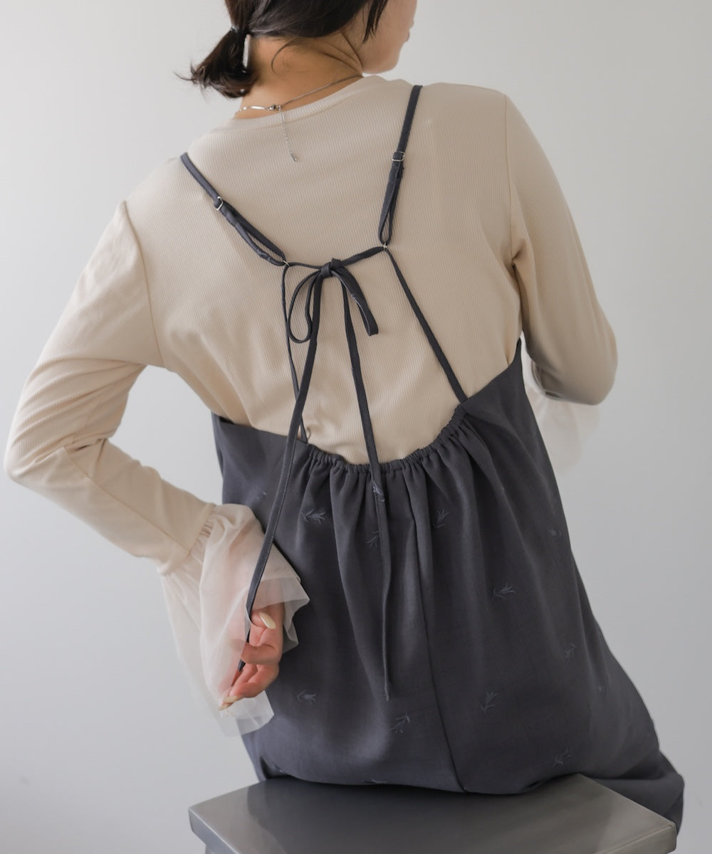 ◆発売前◆【セットアップ対応】刺繍バックリボンキャミワンピース