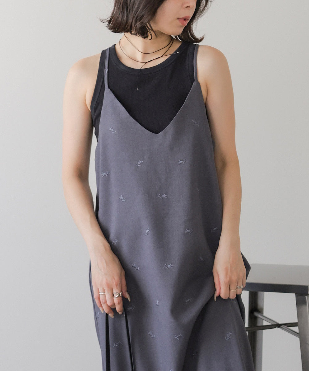◆発売前◆【セットアップ対応】刺繍バックリボンキャミワンピース