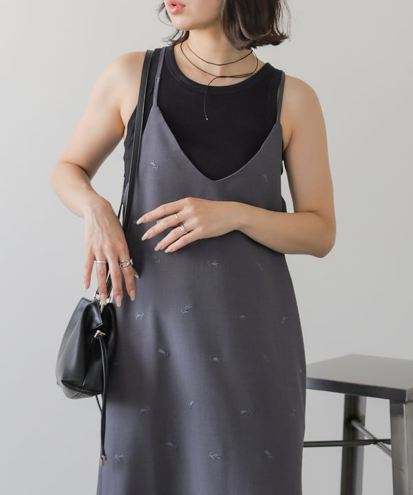 ◆発売前◆【セットアップ対応】刺繍バックリボンキャミワンピース