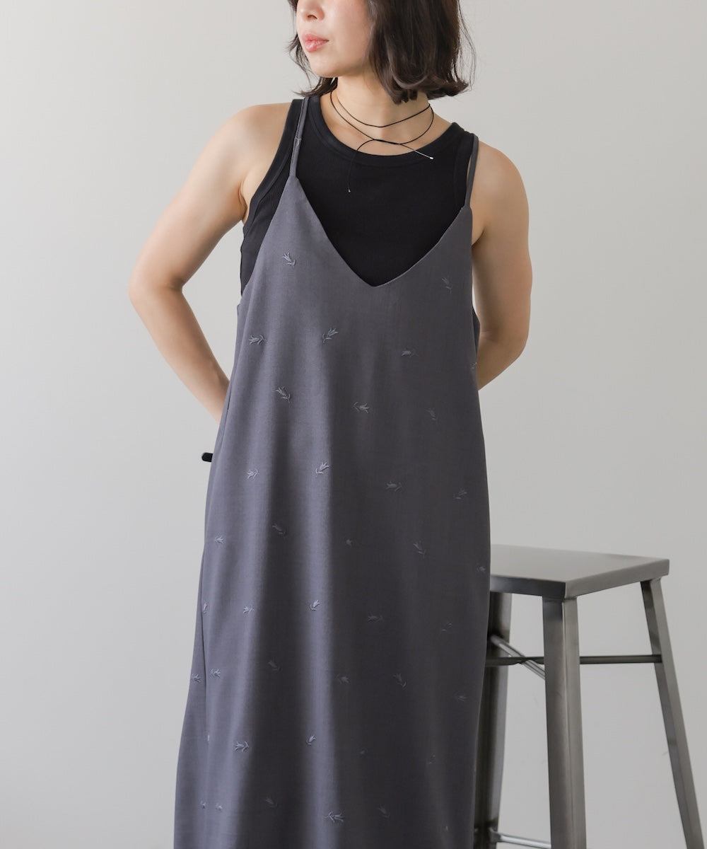 ◆発売前◆【セットアップ対応】刺繍バックリボンキャミワンピース