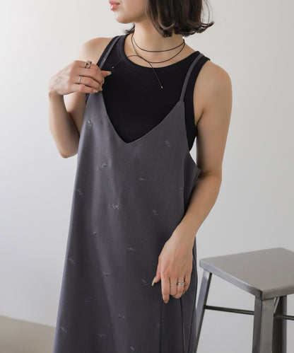 ◆発売前◆【セットアップ対応】刺繍バックリボンキャミワンピース