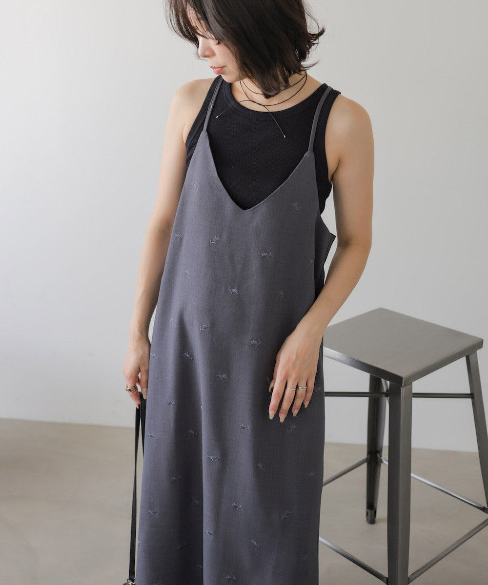 ◆発売前◆【セットアップ対応】刺繍バックリボンキャミワンピース