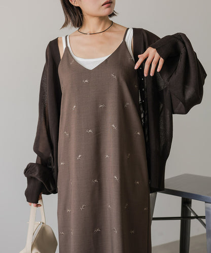 ◆発売前◆【セットアップ対応】刺繍バックリボンキャミワンピース