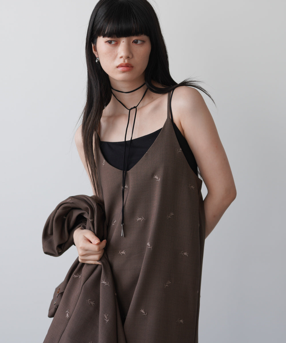 【セットアップ対応】刺繍バックリボンキャミワンピース