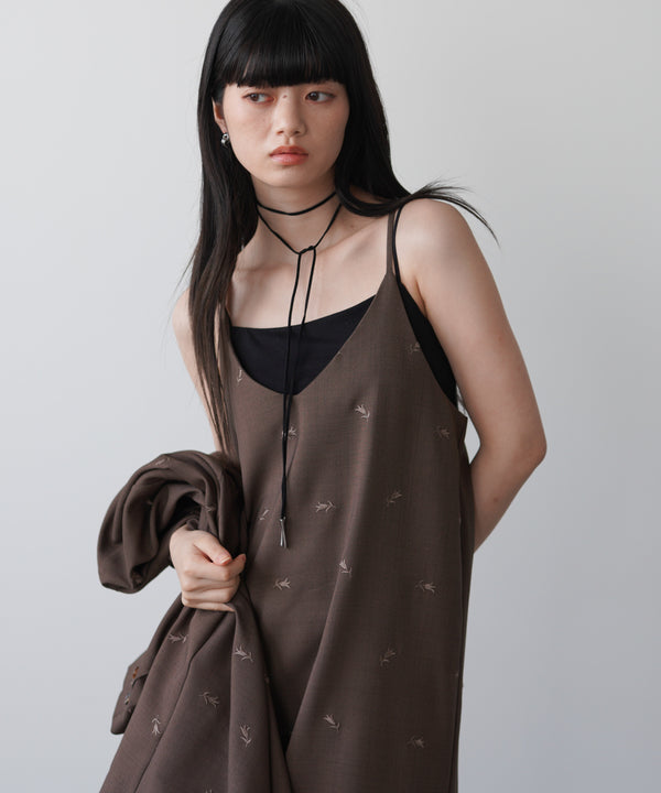 【セットアップ対応】刺繍バックリボンキャミワンピース