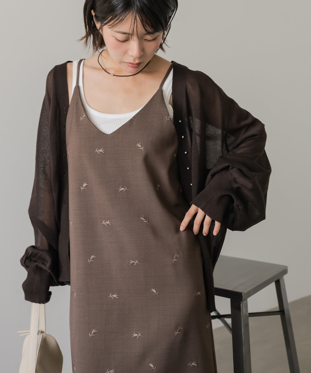 ◆発売前◆【セットアップ対応】刺繍バックリボンキャミワンピース