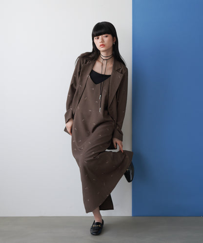 【セットアップ対応】刺繍バックリボンキャミワンピース