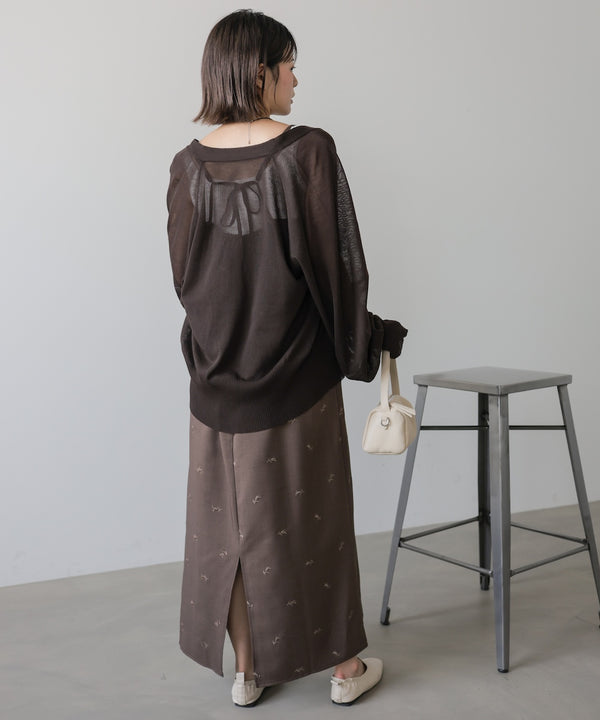 ◆発売前◆【セットアップ対応】刺繍バックリボンキャミワンピース