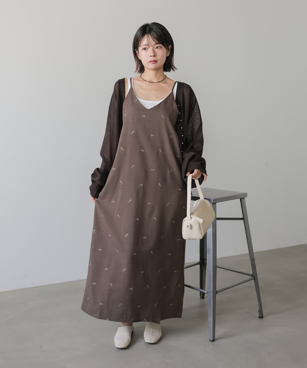 ◆発売前◆【セットアップ対応】刺繍バックリボンキャミワンピース