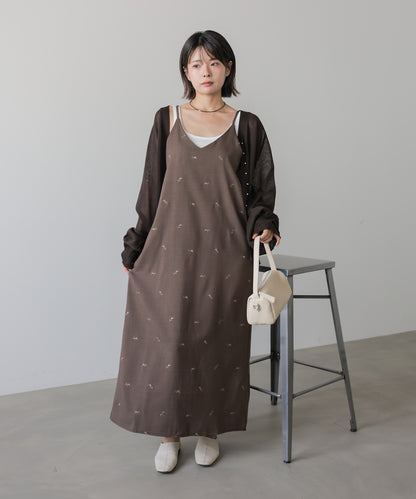 ◆発売前◆【セットアップ対応】刺繍バックリボンキャミワンピース
