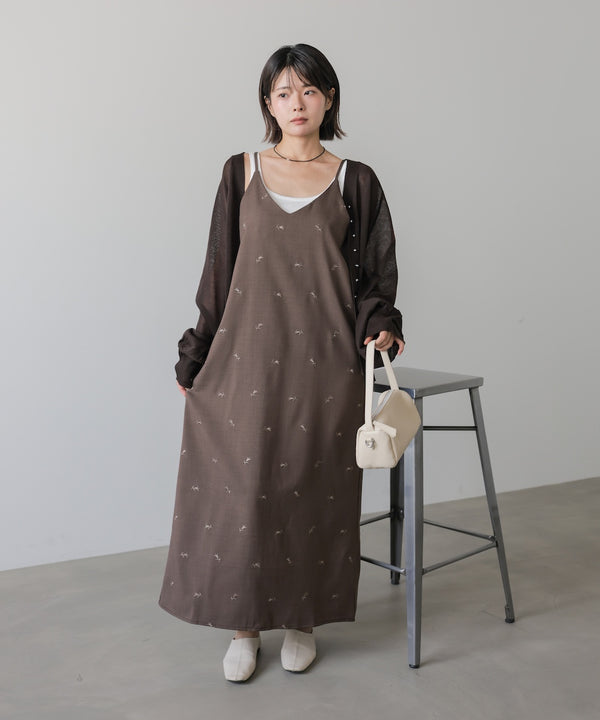 ◆発売前◆【セットアップ対応】刺繍バックリボンキャミワンピース