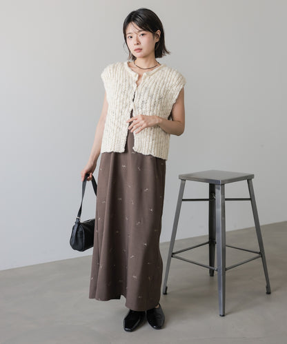 ◆発売前◆【セットアップ対応】刺繍バックリボンキャミワンピース