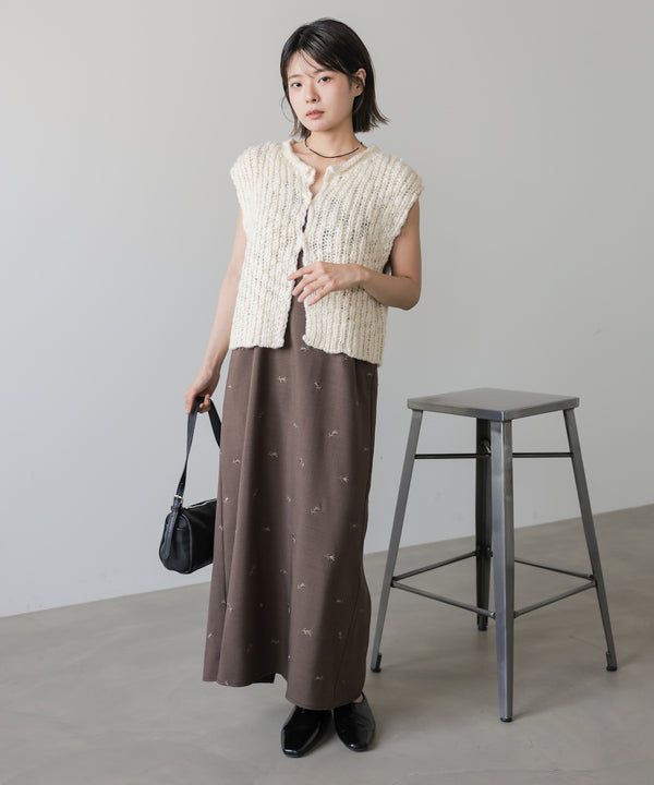 ◆発売前◆【セットアップ対応】刺繍バックリボンキャミワンピース