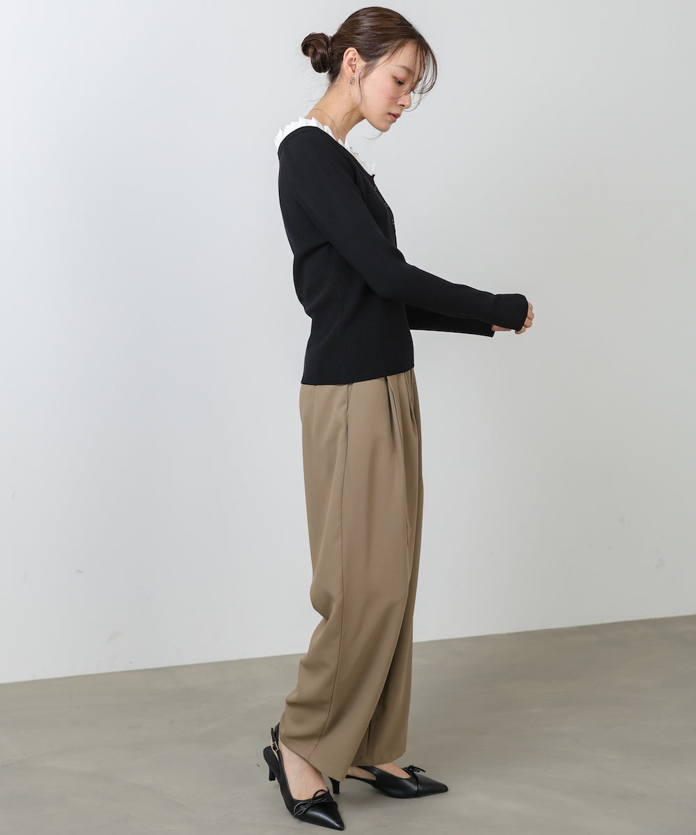 ツータックルーズベルト付スラックスパンツ – Bab