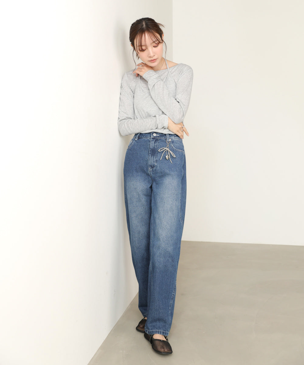 ウェーブラインデニムパンツ