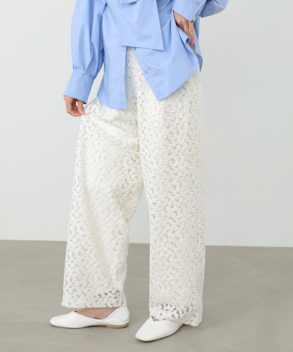 【選べるサイズ展開】刺繍フラワーパンツ