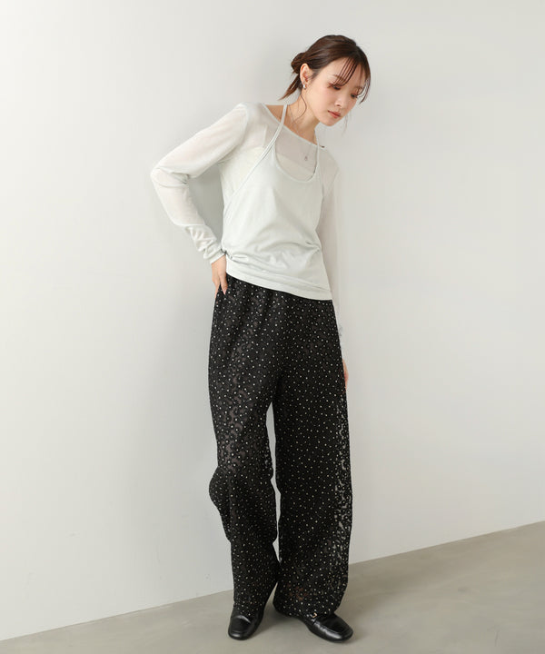 【選べるサイズ展開】刺繍フラワーパンツ