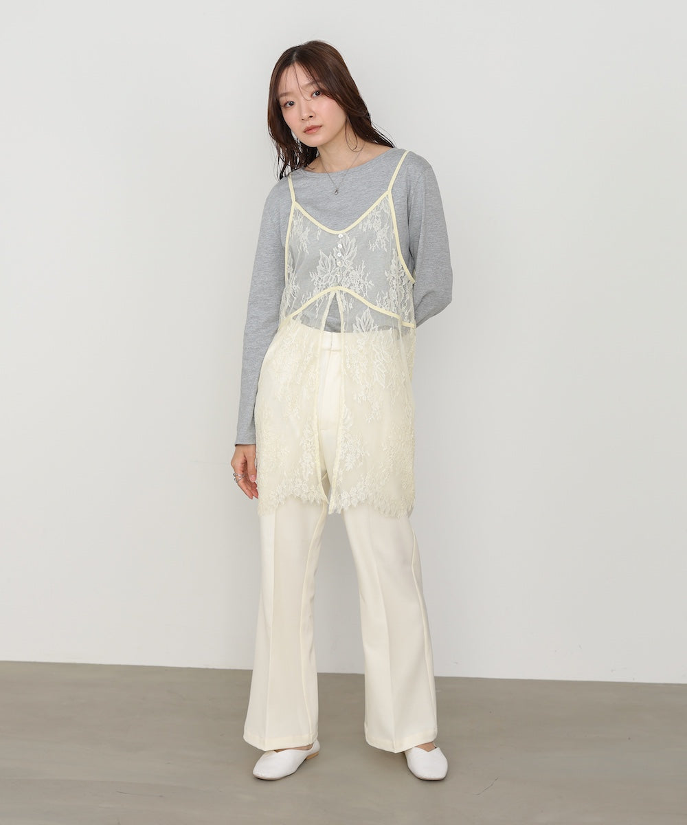 【選べるサイズ展開】ストレッチツイルセミフレアスラックスパンツ