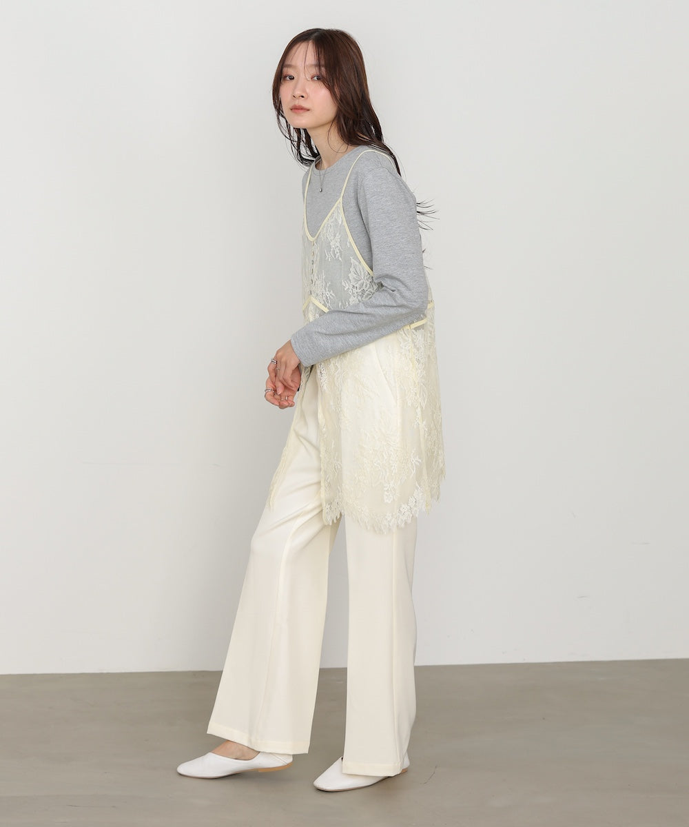 【選べるサイズ展開】ストレッチツイルセミフレアスラックスパンツ