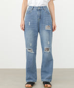 【サイズ展開あり】ストレートダメージデニムパンツ