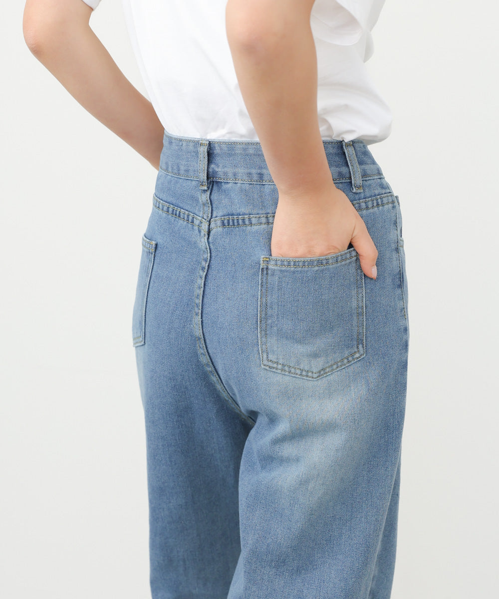 【サイズ展開あり】ストレートダメージデニムパンツ