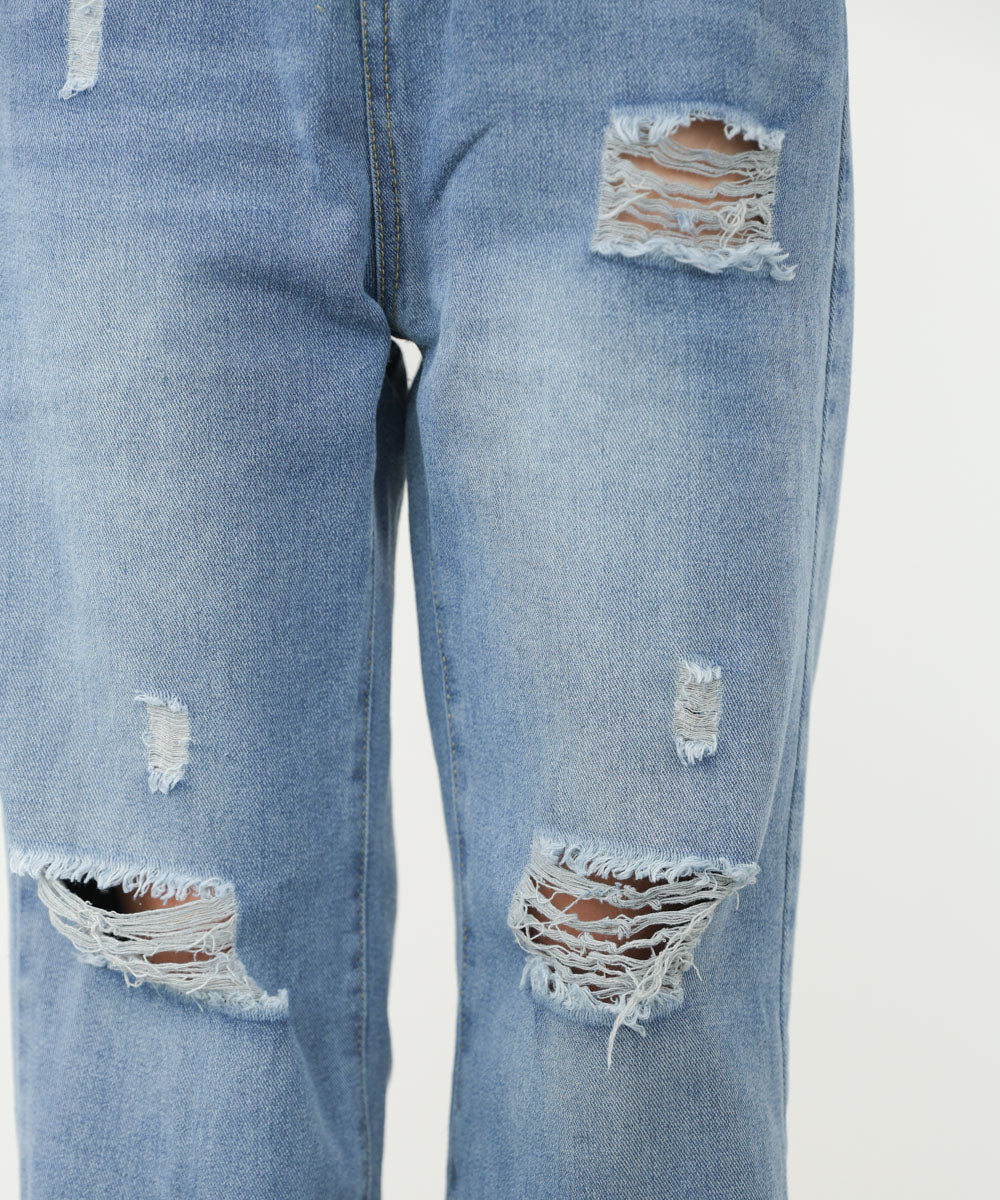 【サイズ展開あり】ストレートダメージデニムパンツ