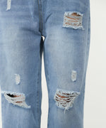 【サイズ展開あり】ストレートダメージデニムパンツ