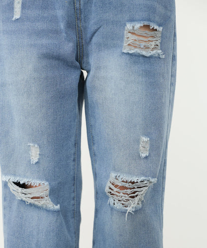 【サイズ展開あり】ストレートダメージデニムパンツ