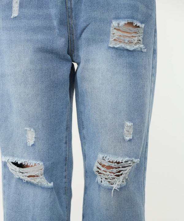 【サイズ展開あり】ストレートダメージデニムパンツ