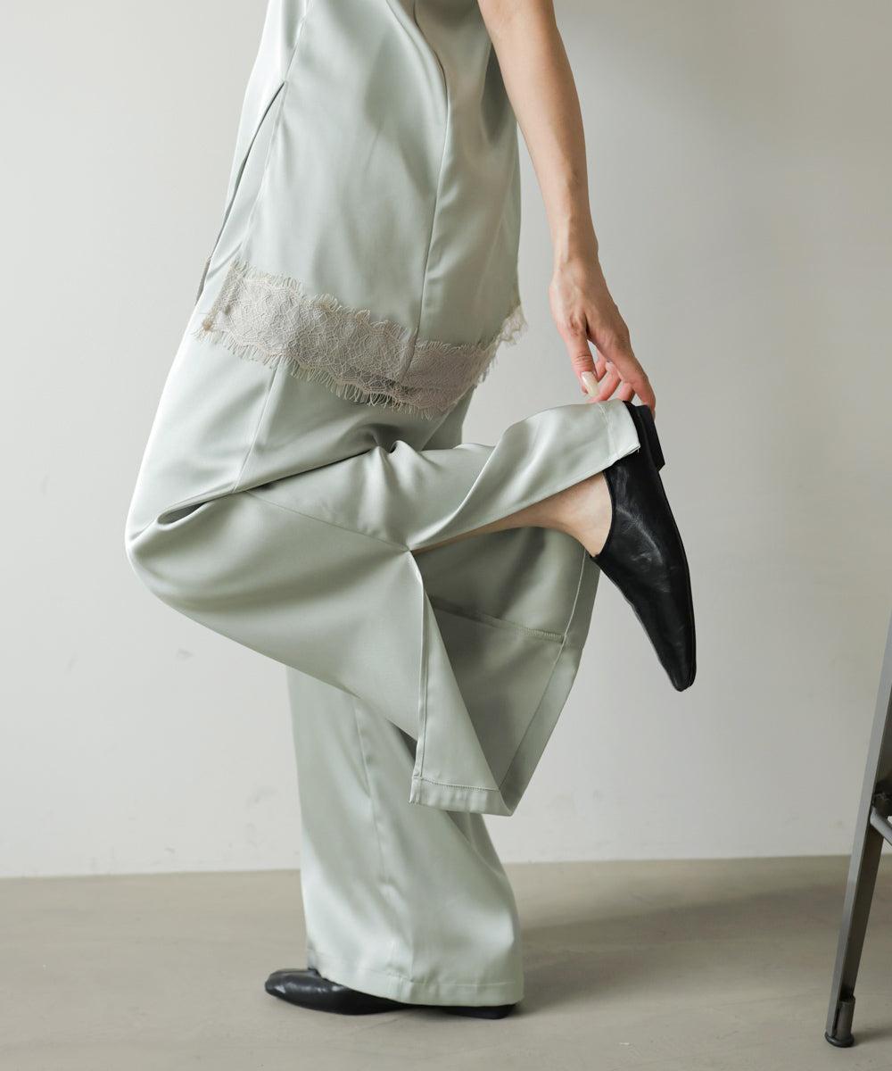 ◆発売前◆【セットアップ対応】サテンスリットパンツ