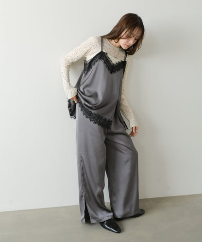 ◆発売前◆【セットアップ対応】サテンスリットパンツ