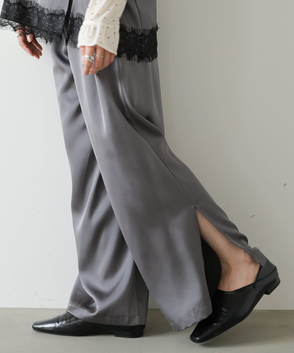 ◆発売前◆【セットアップ対応】サテンスリットパンツ
