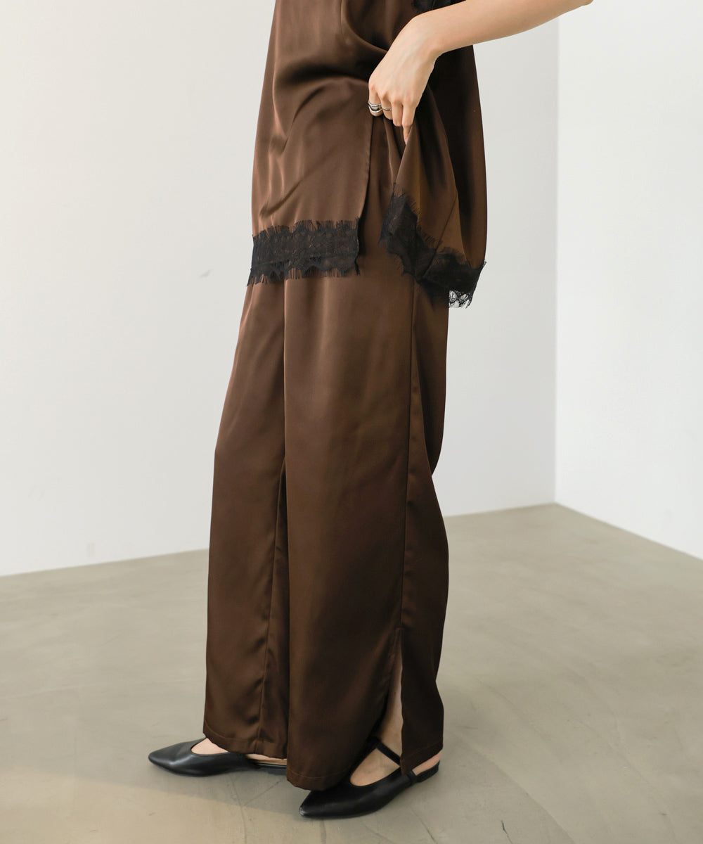 ◆発売前◆【セットアップ対応】サテンスリットパンツ