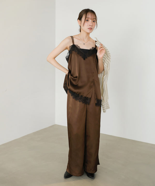 ◆発売前◆【セットアップ対応】サテンスリットパンツ