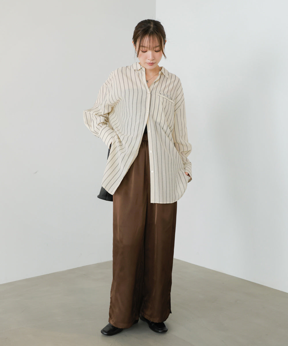 ◆発売前◆【セットアップ対応】サテンスリットパンツ