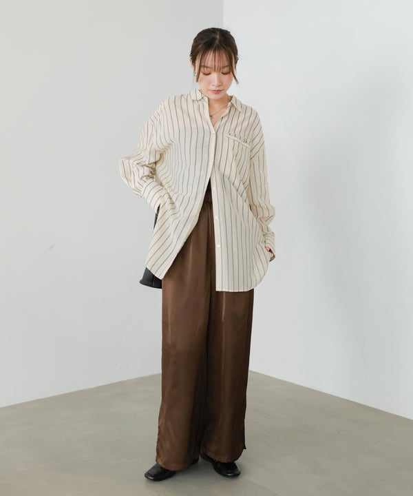 ◆発売前◆【セットアップ対応】サテンスリットパンツ