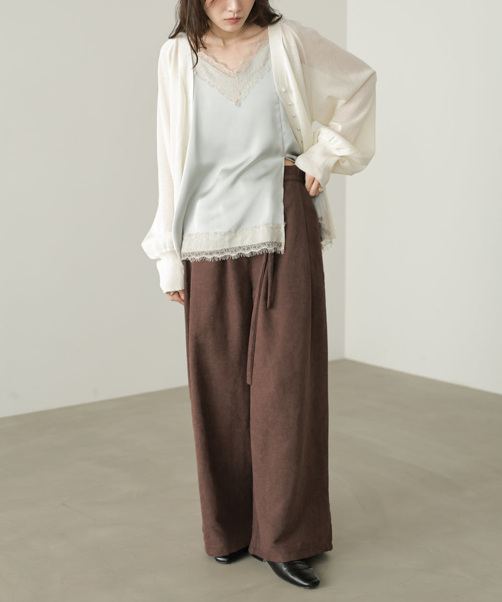 スウェードライクワイドタックパンツ