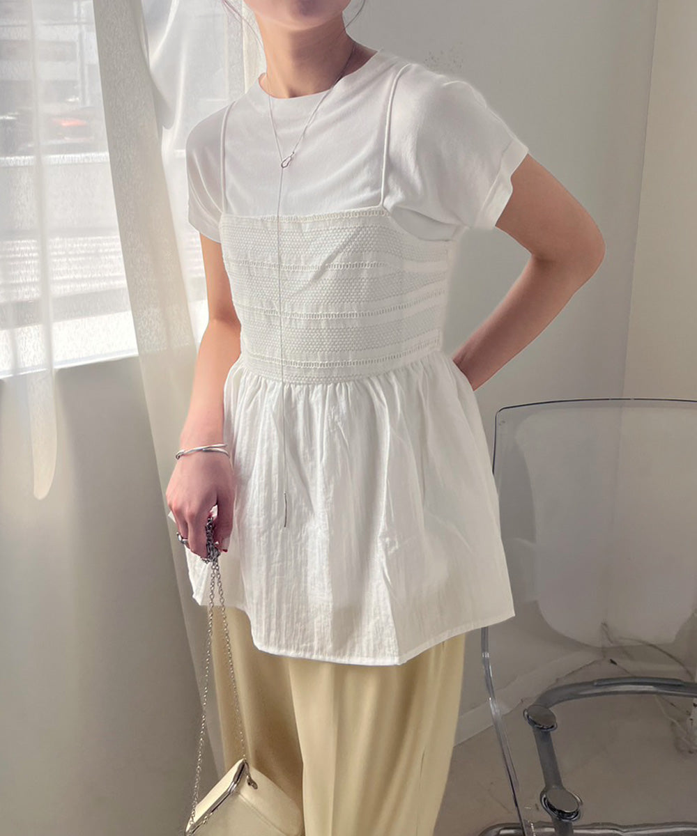 LACE SWITCHING FLARE CAMISOLE