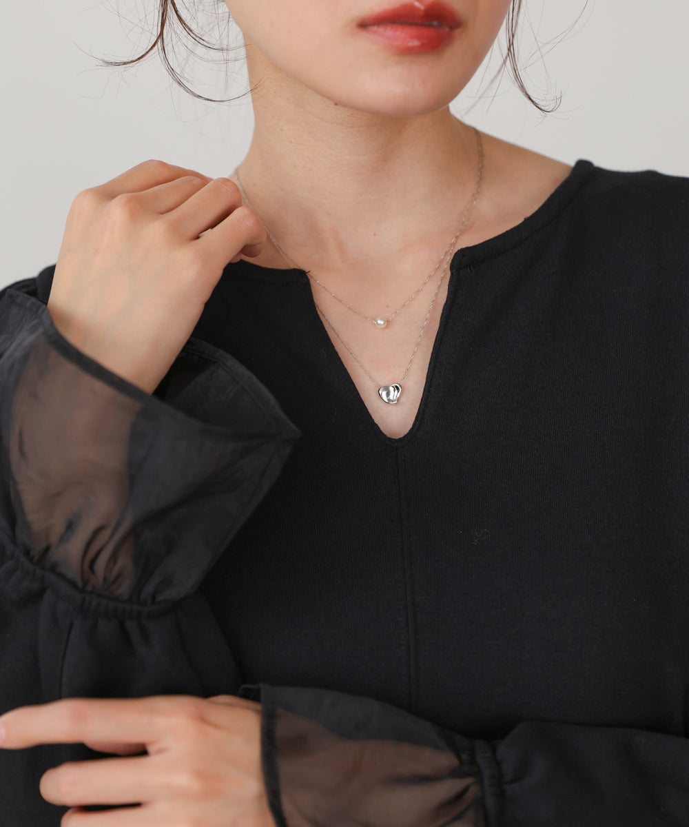 ニュアンスハートレイヤードネックレス