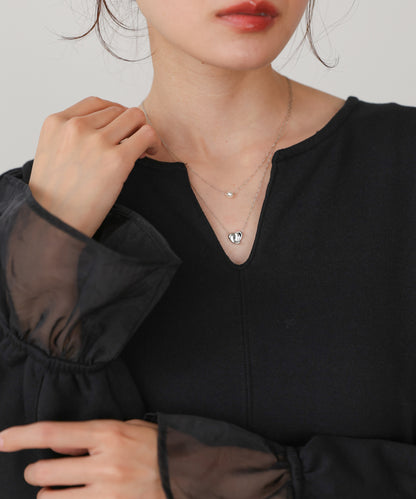 ニュアンスハートレイヤードネックレス