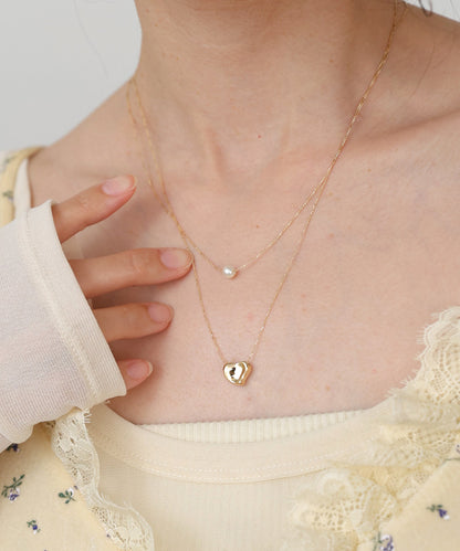 ニュアンスハートレイヤードネックレス