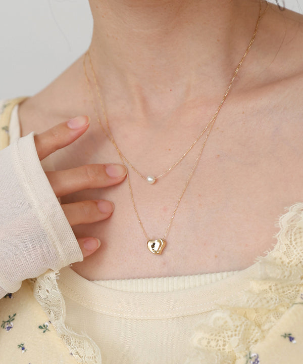 ニュアンスハートレイヤードネックレス