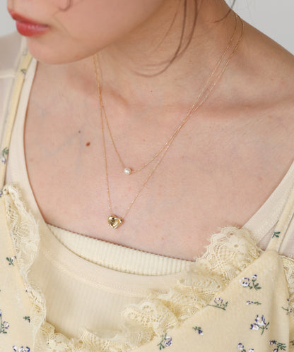 ニュアンスハートレイヤードネックレス