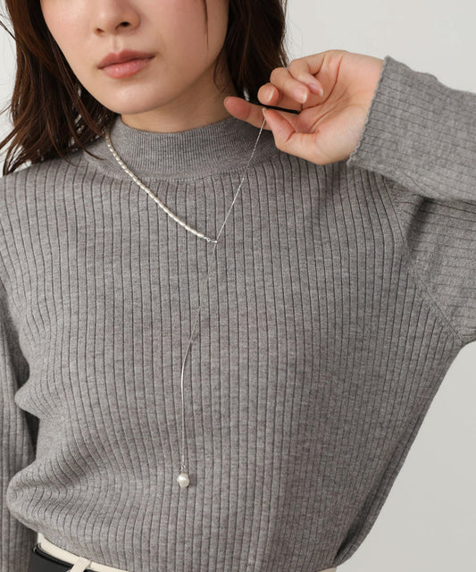 変形パール×ロングチェーンネックレス