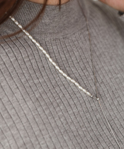 変形パール×ロングチェーンネックレス