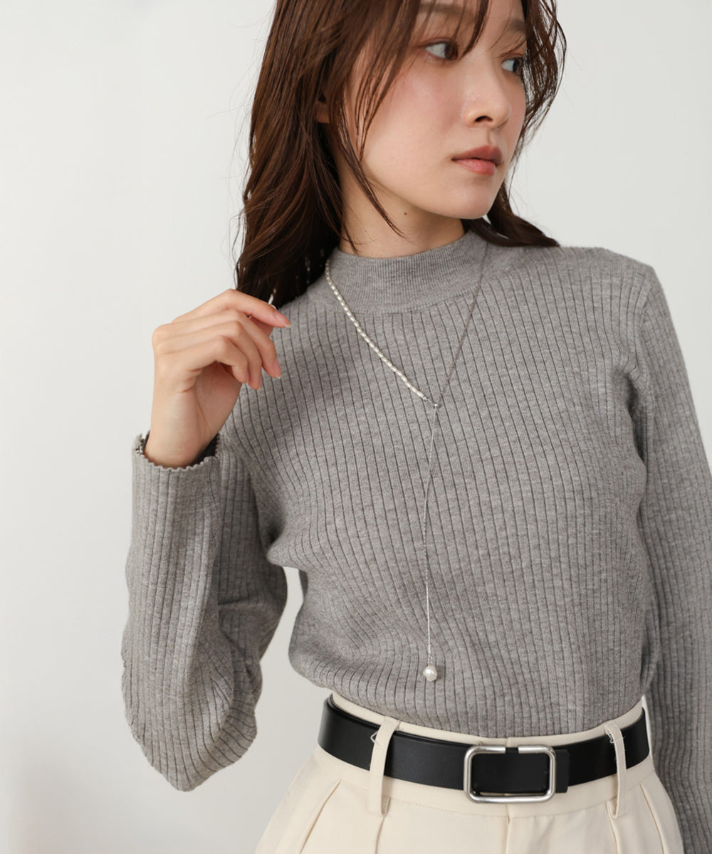 変形パール×ロングチェーンネックレス