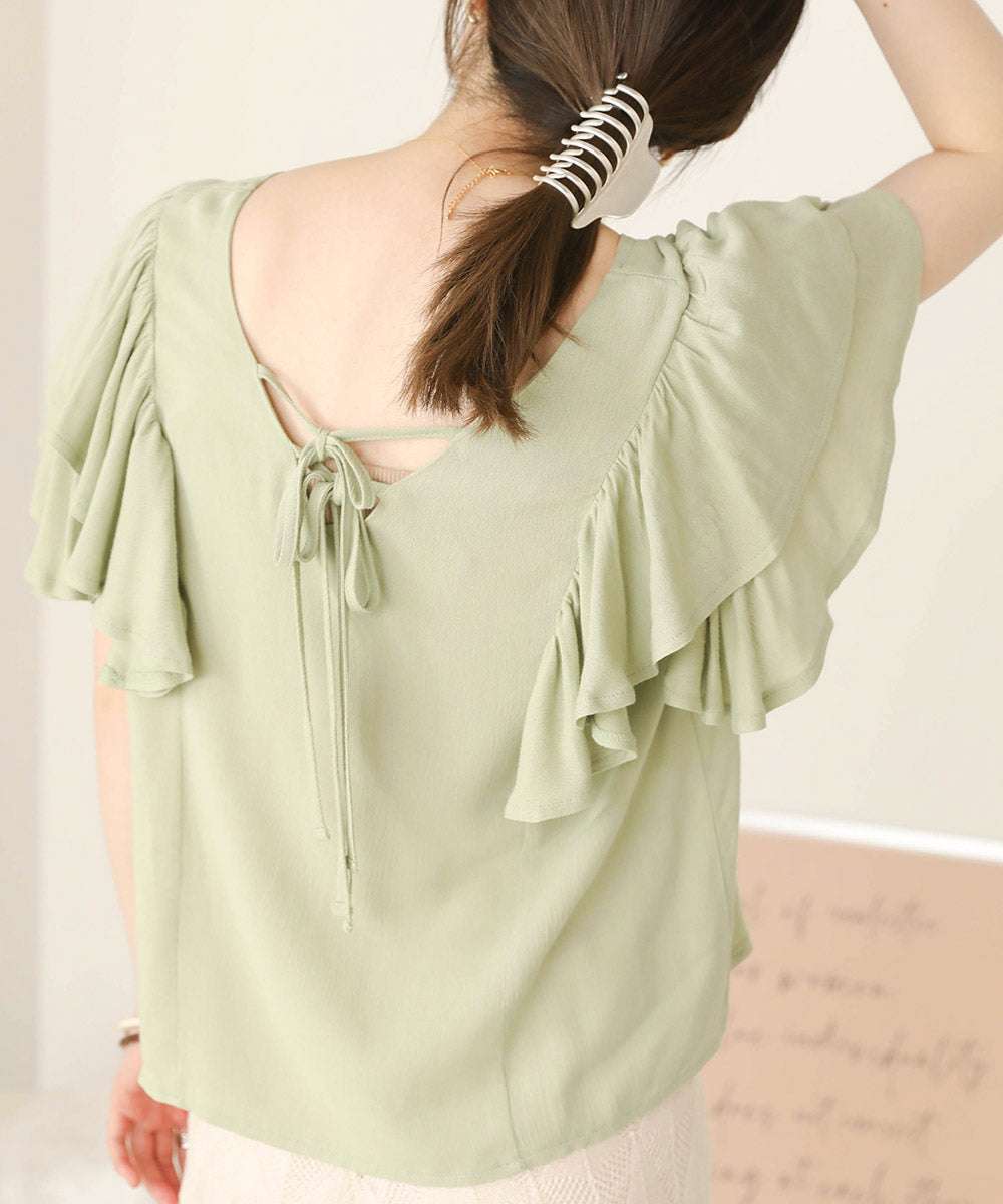 LAYER FRILL SLEEVE BLOUSE