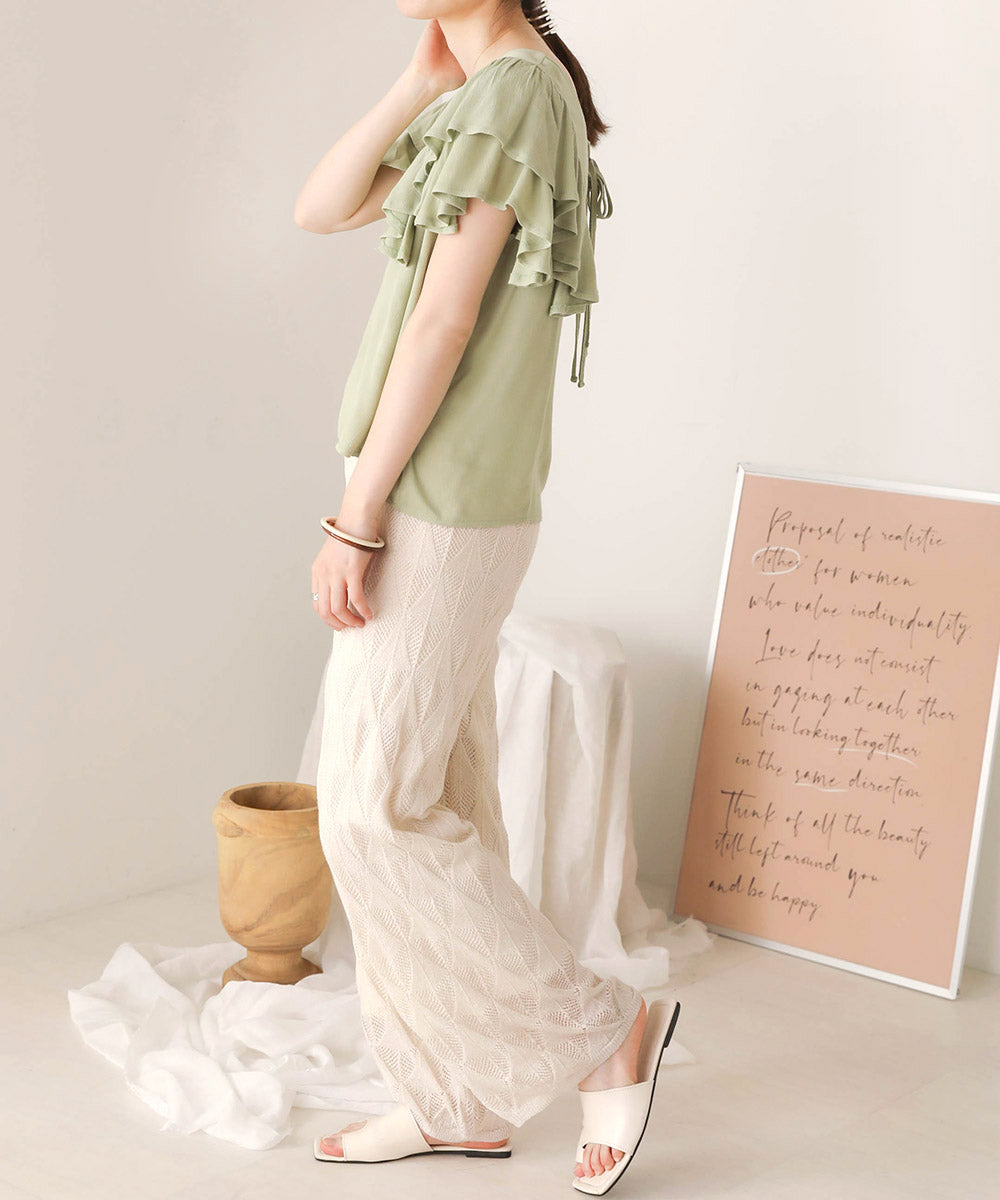 LAYER FRILL SLEEVE BLOUSE