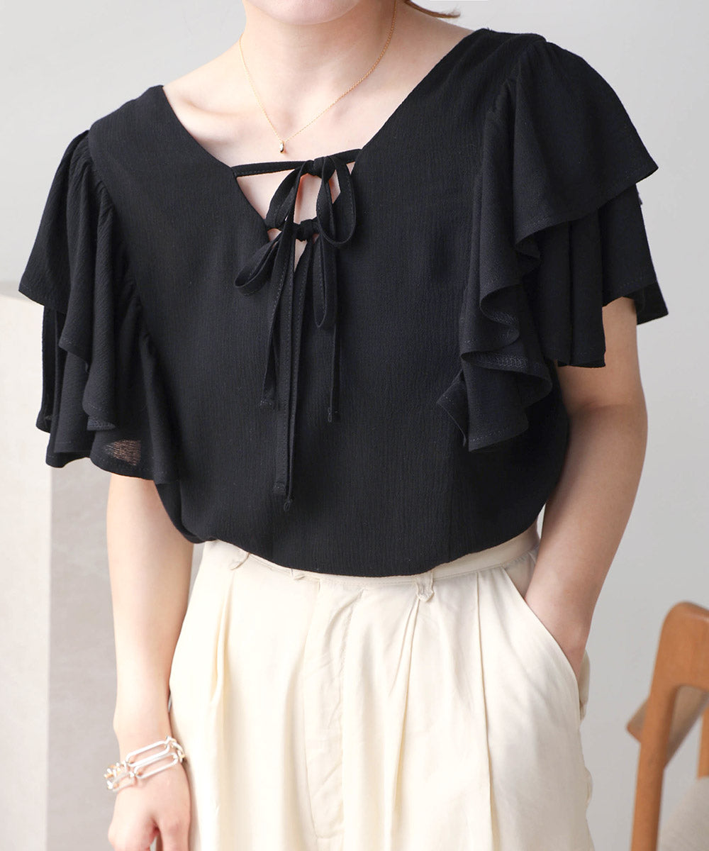 LAYER FRILL SLEEVE BLOUSE